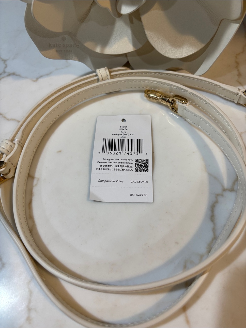 kate spade Flora Bucket Bag in Meringue NWT MSRP $449 - Picture 9 of 10